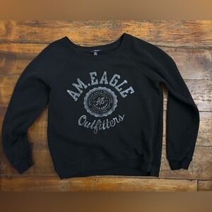 American Eagle Outfitters Black Graphic Sweater Women’s Medium LOGO